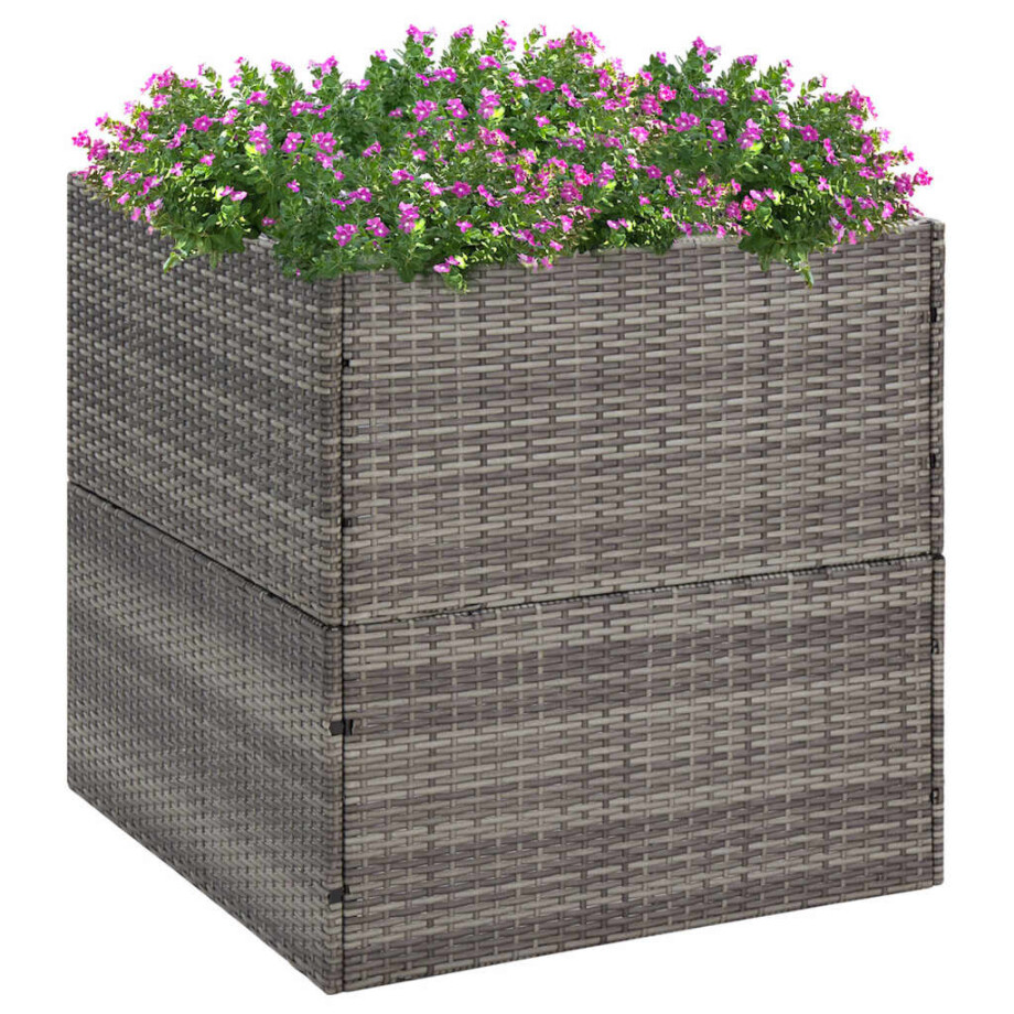 vidaXL Plantenbak 80x80x80 cm poly rattan grijs vidaXL Plantenbak 80x80x80 cm poly rattan grijs afbeelding 1