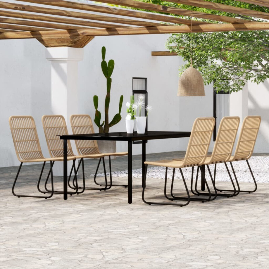 vidaXL 7-delige Tuinset eikenkleurig afbeelding 1