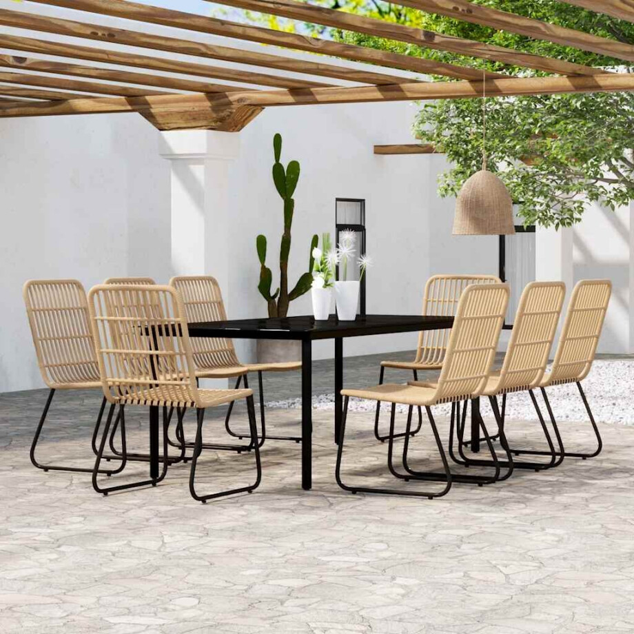 vidaXL 9-delige Tuinset eikenkleurig vidaXL 9-delige Tuinset eikenkleurig afbeelding 1
