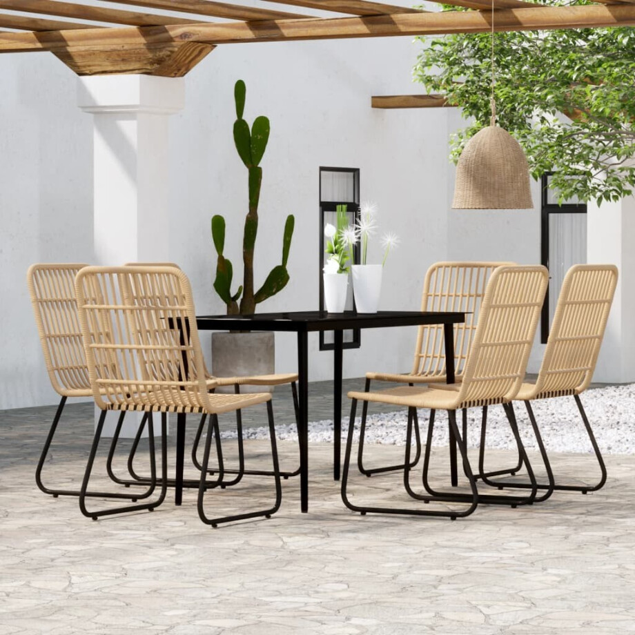 vidaXL 7-delige Tuinset eikenkleurig vidaXL 7-delige Tuinset eikenkleurig afbeelding 1
