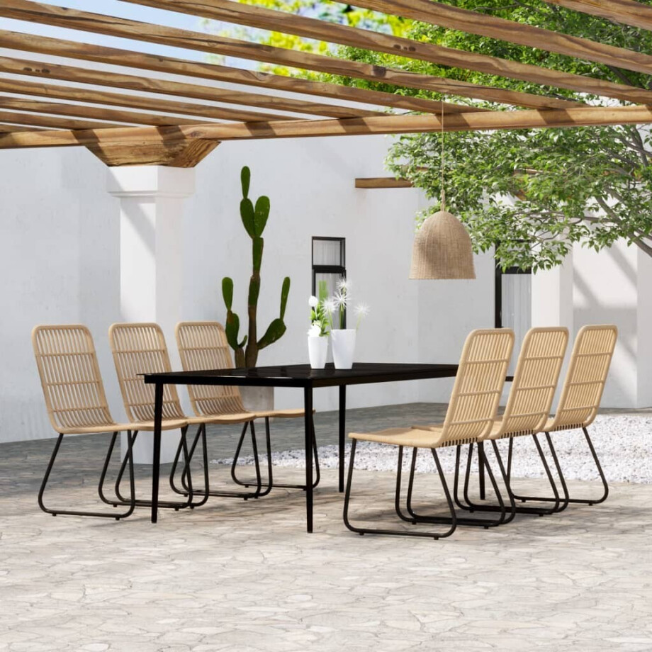 vidaXL 7-delige Tuinset eikenkleurig vidaXL 7-delige Tuinset eikenkleurig afbeelding 1