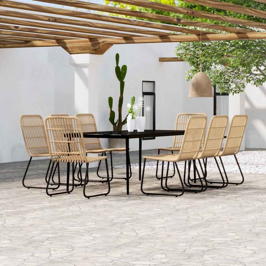 vidaXL 9-delige Tuinset eikenkleurig vidaXL 9-delige Tuinset eikenkleurig afbeelding 1