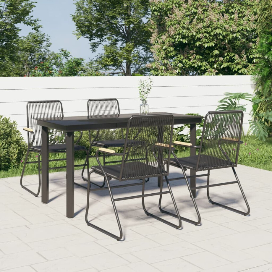 vidaXL 5-delige Tuinset PVC-rattan zwart afbeelding 1