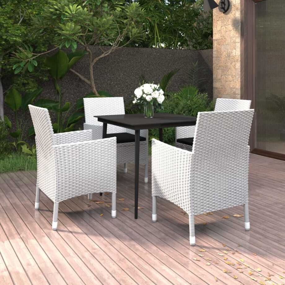 vidaXL 5-delige Tuinset met kussens poly rattan en glas afbeelding 1