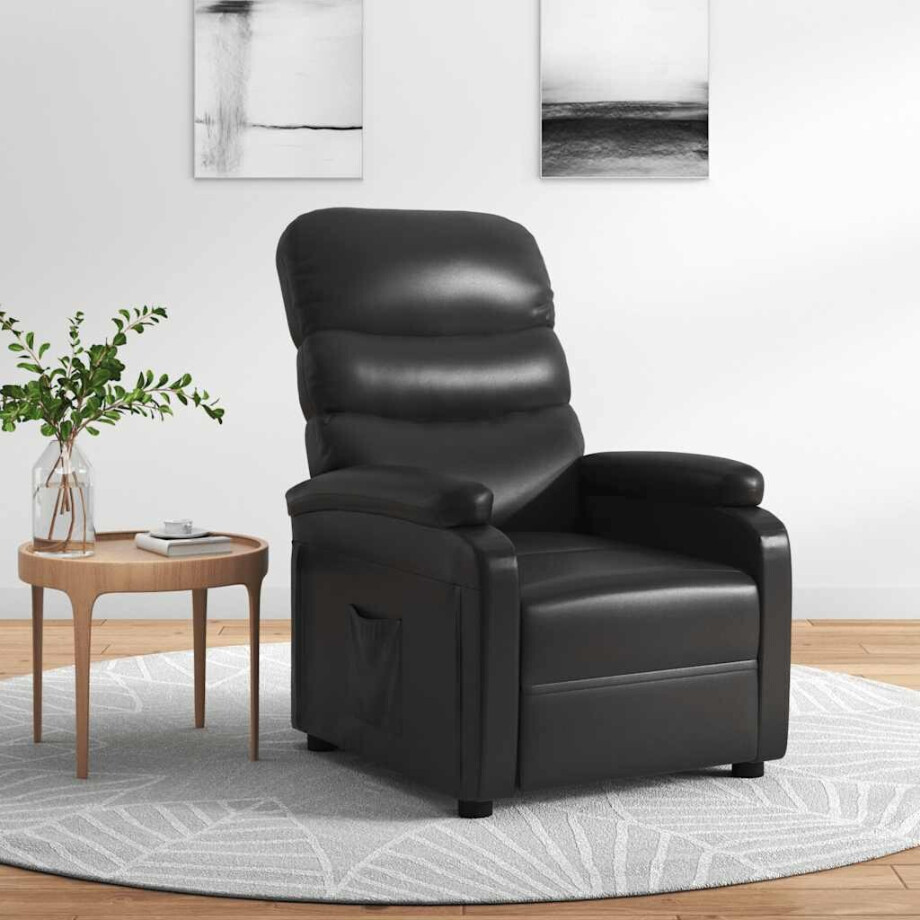 vidaXL Fauteuil verstelbaar kunstleer zwart vidaXL Fauteuil verstelbaar kunstleer zwart afbeelding 1