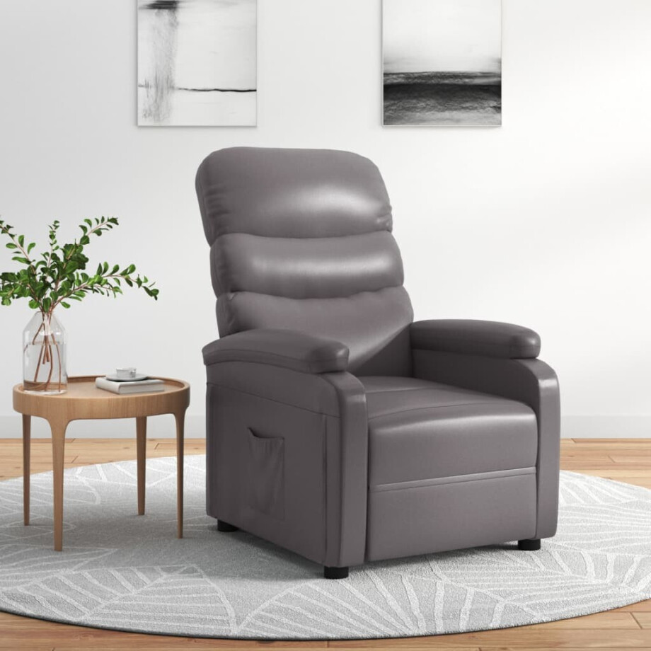 vidaXL Fauteuil verstelbaar kunstleer grijs afbeelding 1