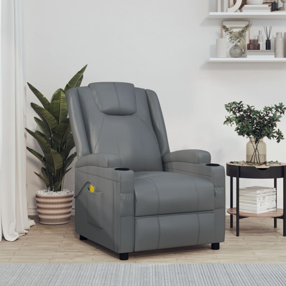 vidaXL Massagestoel kunstleer antracietkleurig vidaXL Massagestoel kunstleer antracietkleurig afbeelding 1