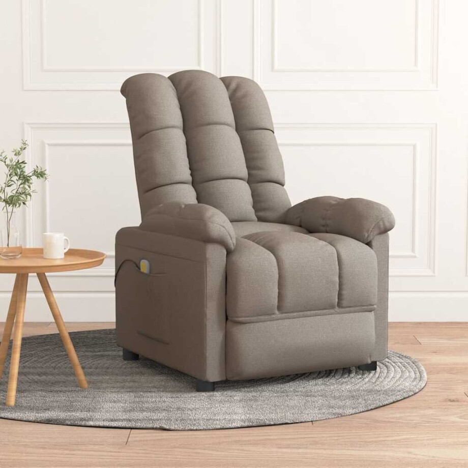 vidaXL Massagestoel stof taupe afbeelding 1