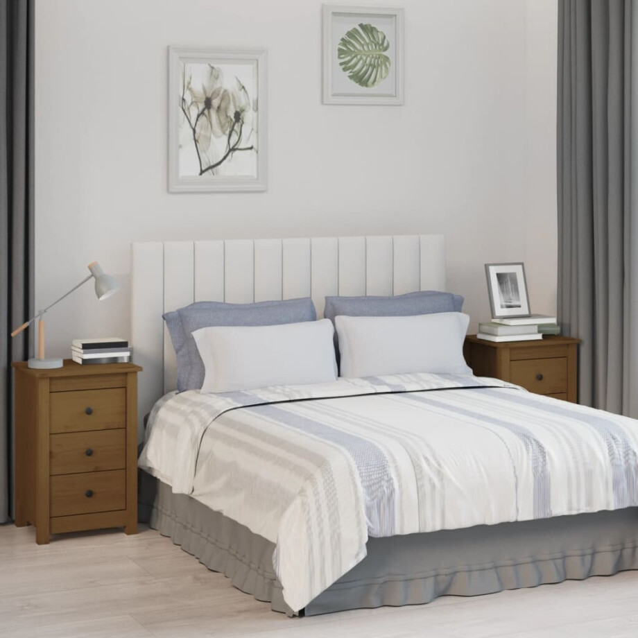 vidaXL Nachtkastjes 2 st 40x35x61,5 cm massief grenenhout honingbruin afbeelding 1