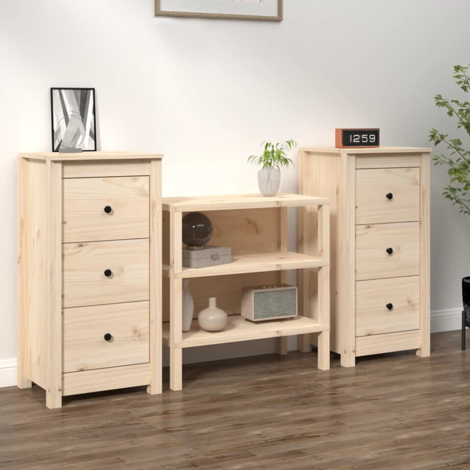 vidaXL Dressoirs 2 st 40x35x80 cm massief grenenhout afbeelding 1