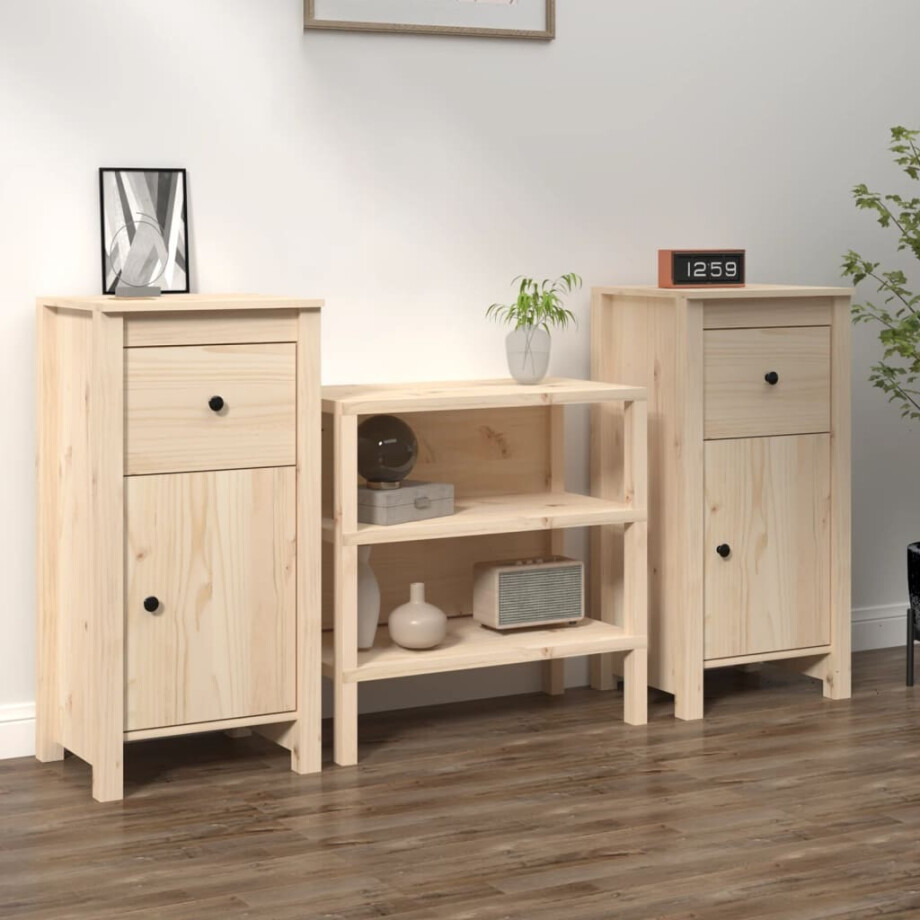 vidaXL Dressoirs 2 st 40x35x80 cm massief grenenhout afbeelding 1