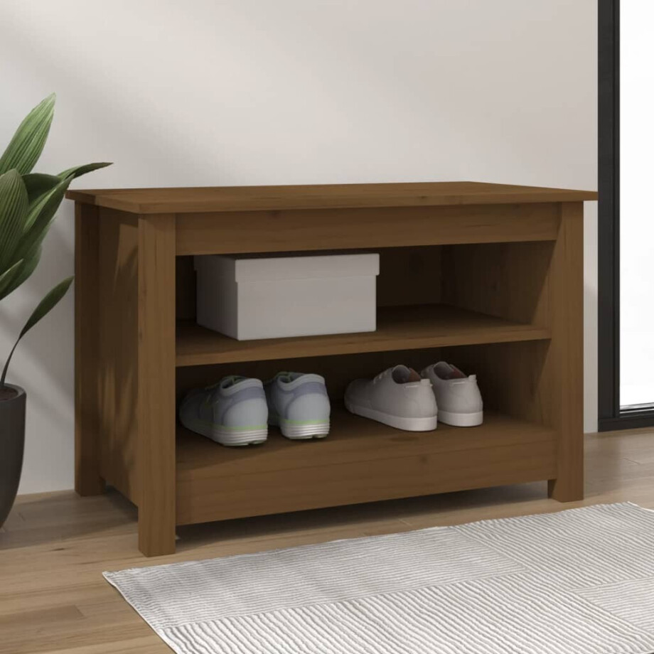 vidaXL Schoenenkast 70x38x45,5 cm massief grenenhout honingbruin afbeelding 1
