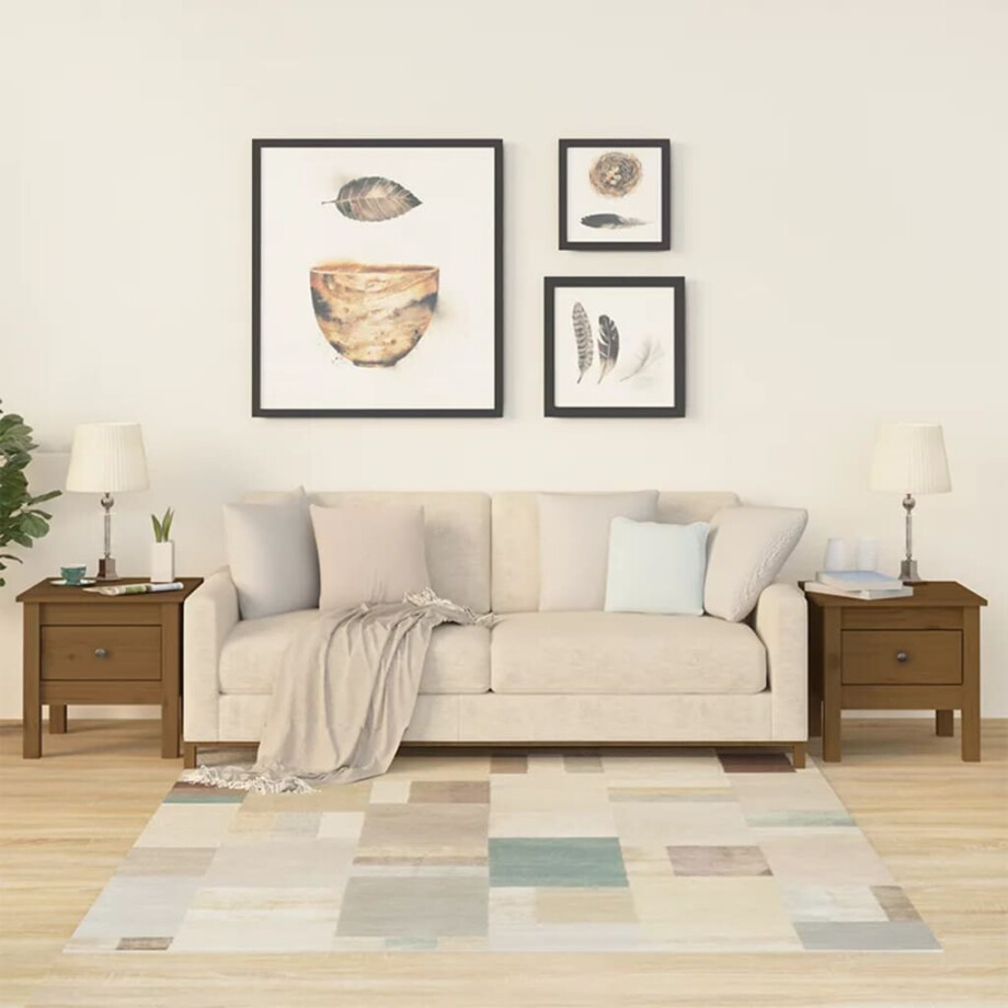 vidaXL Bijzettafels 2 st 40x40x39 cm massief grenenhout honingbruin vidaXL Bijzettafels 2 st 40x40x39 cm massief grenenhout honingbruin afbeelding 1