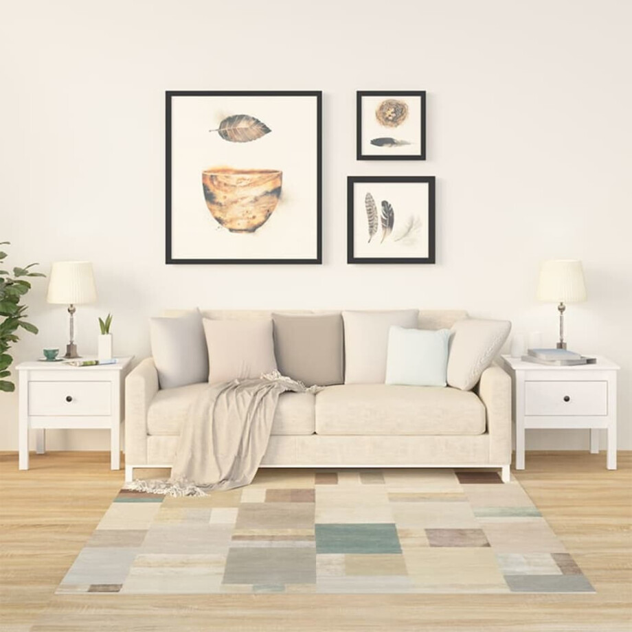 vidaXL Bijzettafels 2 st 50x50x49 cm massief grenenhout wit afbeelding 1