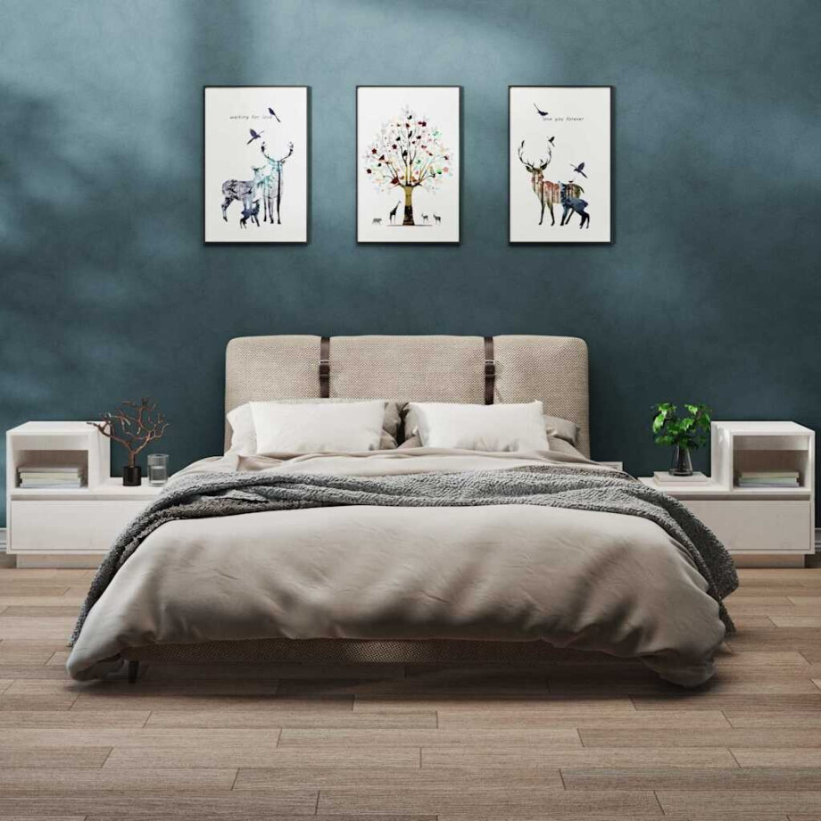 vidaXL Nachtkastjes 2 st 60x34x51 cm massief grenenhout wit afbeelding 1