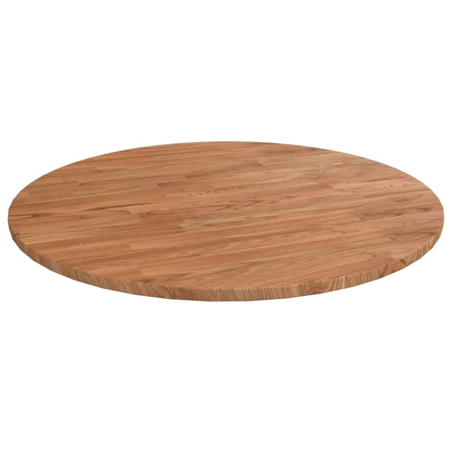 vidaXL Tafelblad rond Ø 60x1,5 cm bewerkt massief eikenhout lichtbruin afbeelding 1