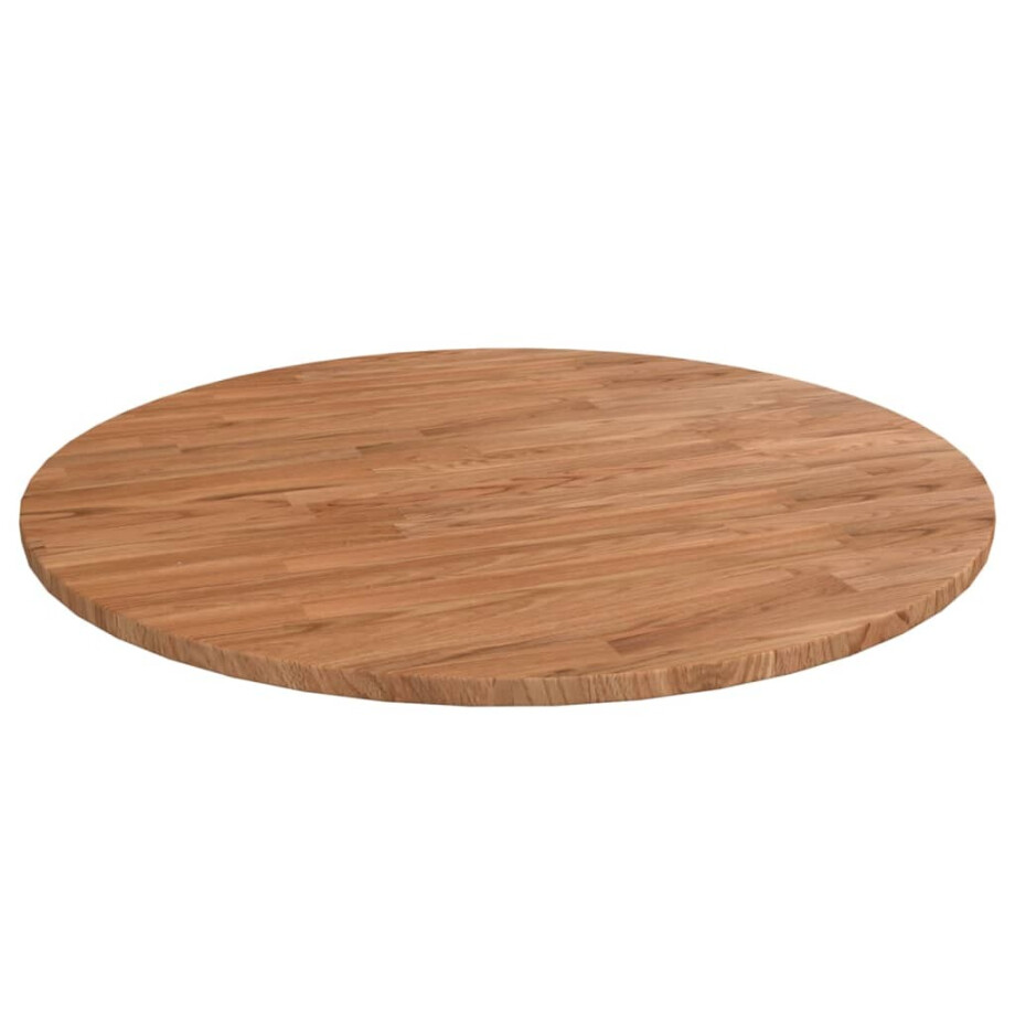 vidaXL Tafelblad rond Ø80x1,5 cm bewerkt massief eikenhout lichtbruin afbeelding 1