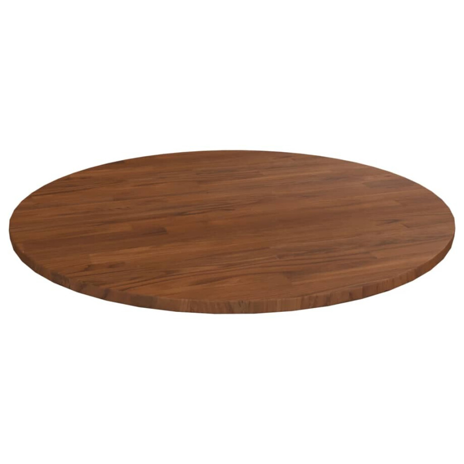 vidaXL Tafelblad rond Ø70x1,5 cm bewerkt massief eikenhout donkerbruin afbeelding 1