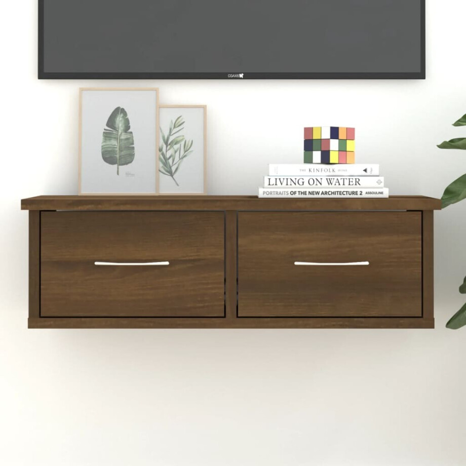 vidaXL Wandkast 60x26x18,5 cm bewerkt hout bruin eikenkleur afbeelding 1