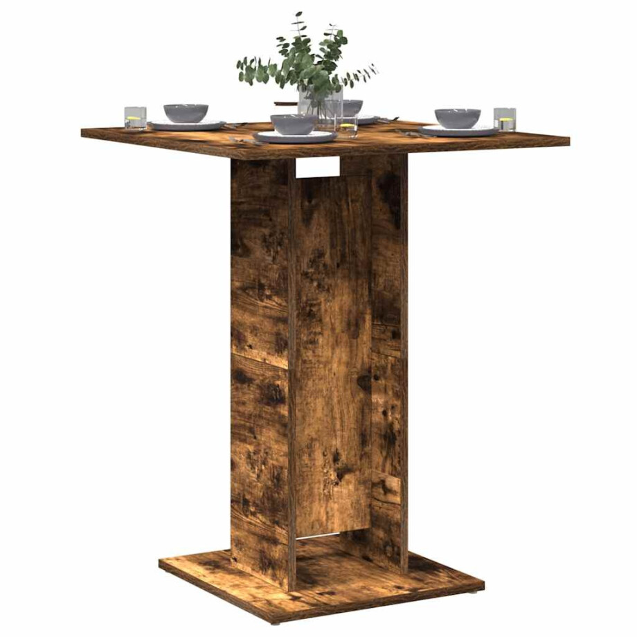 vidaXL Bistrotafel 60x60x75 cm bewerkt hout gerookt eikenkleurig afbeelding 1