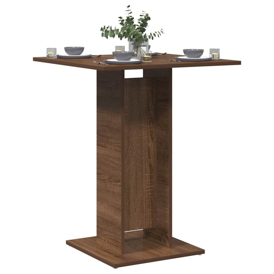 vidaXL Bistrotafel 60x60x75 cm bewerkt hout bruin eikenkleur afbeelding 1
