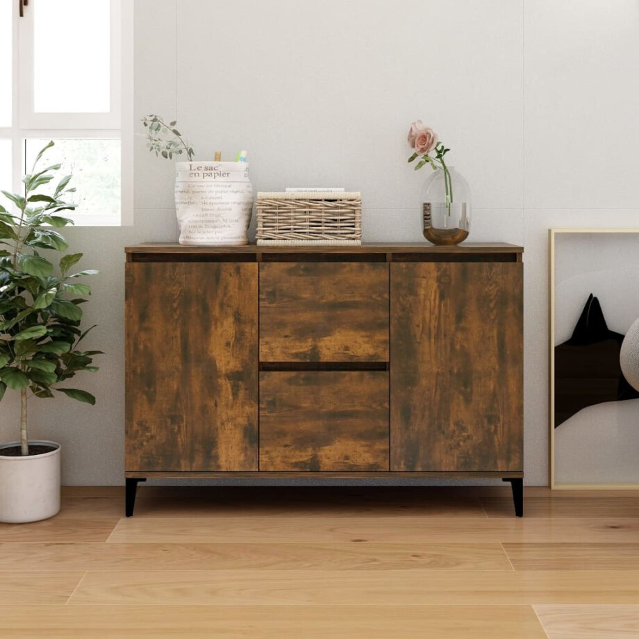vidaXL Dressoir 102x35x70 cm bewerkt hout gerookt eikenkleurig vidaXL Dressoir 102x35x70 cm bewerkt hout gerookt eikenkleurig afbeelding 1