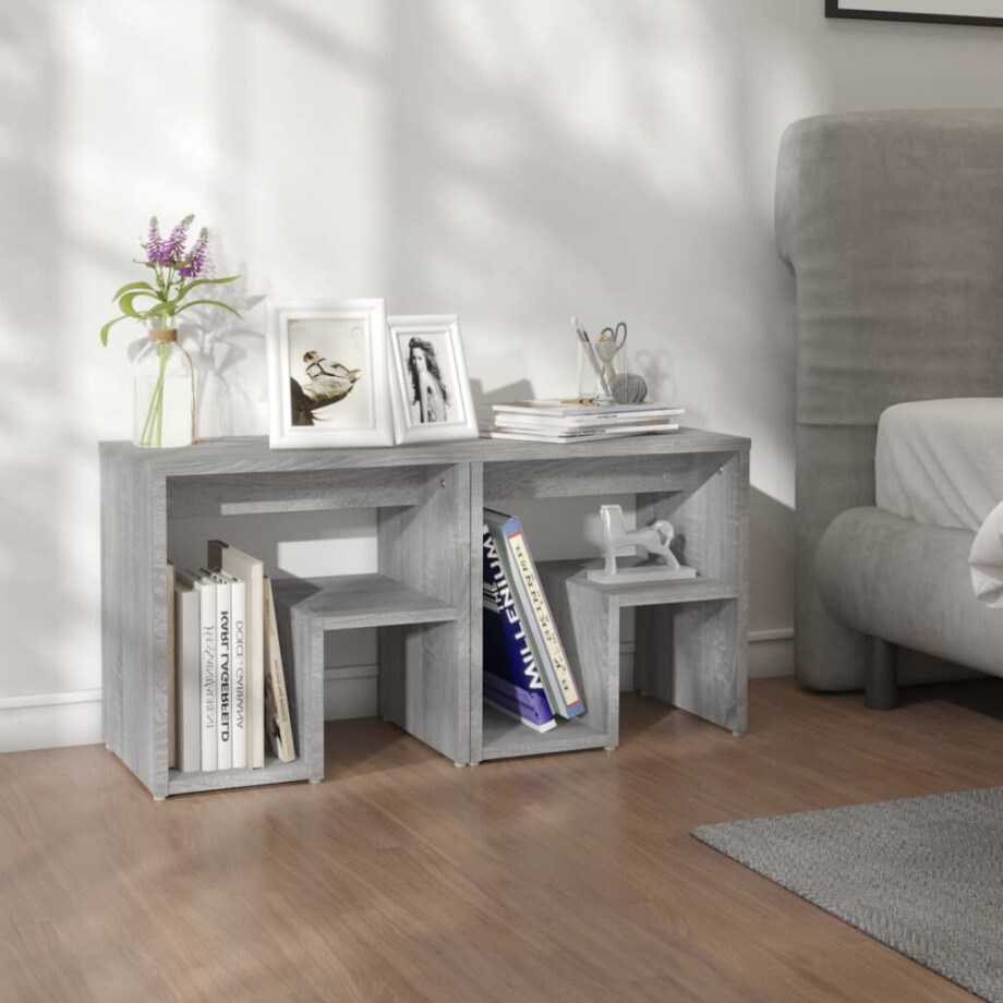 vidaXL Nachtkastjes 2 st 40x30x40 cm bewerkt hout grijs sonoma eiken vidaXL Nachtkastjes 2 st 40x30x40 cm bewerkt hout grijs sonoma eiken afbeelding 1