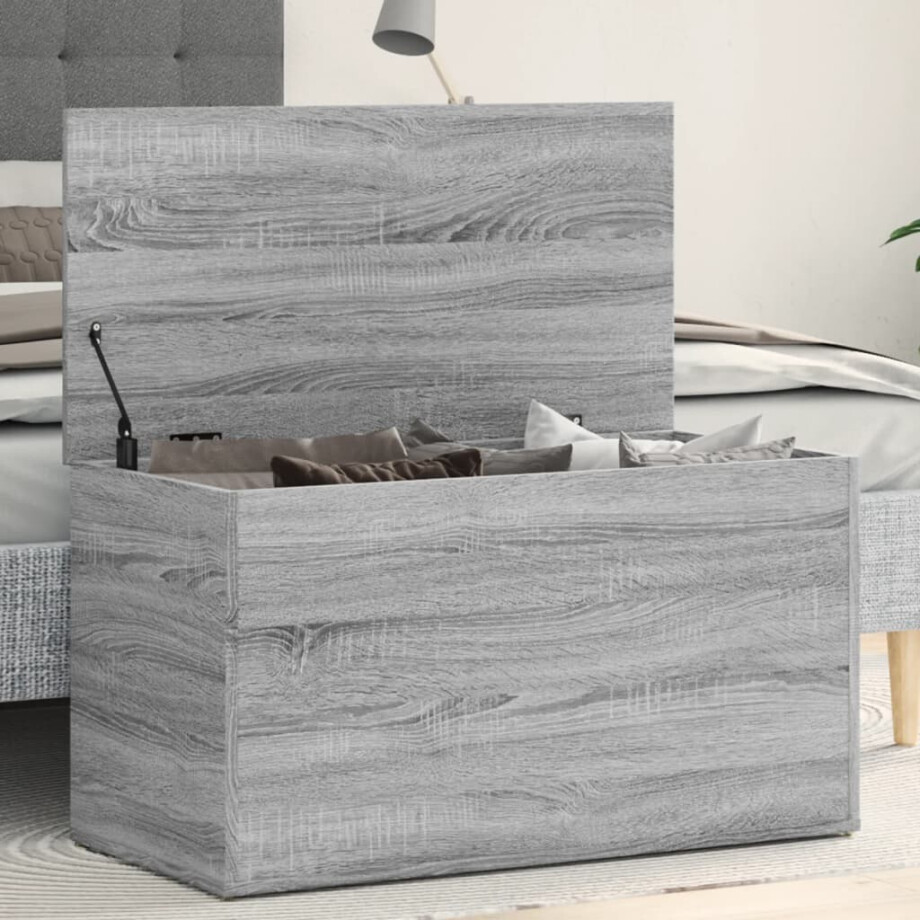 vidaXL Opbergkist 84x42x46 cm bewerkt hout grijs sonoma eikenkleurig vidaXL Opbergkist 84x42x46 cm bewerkt hout grijs sonoma eikenkleurig afbeelding 1