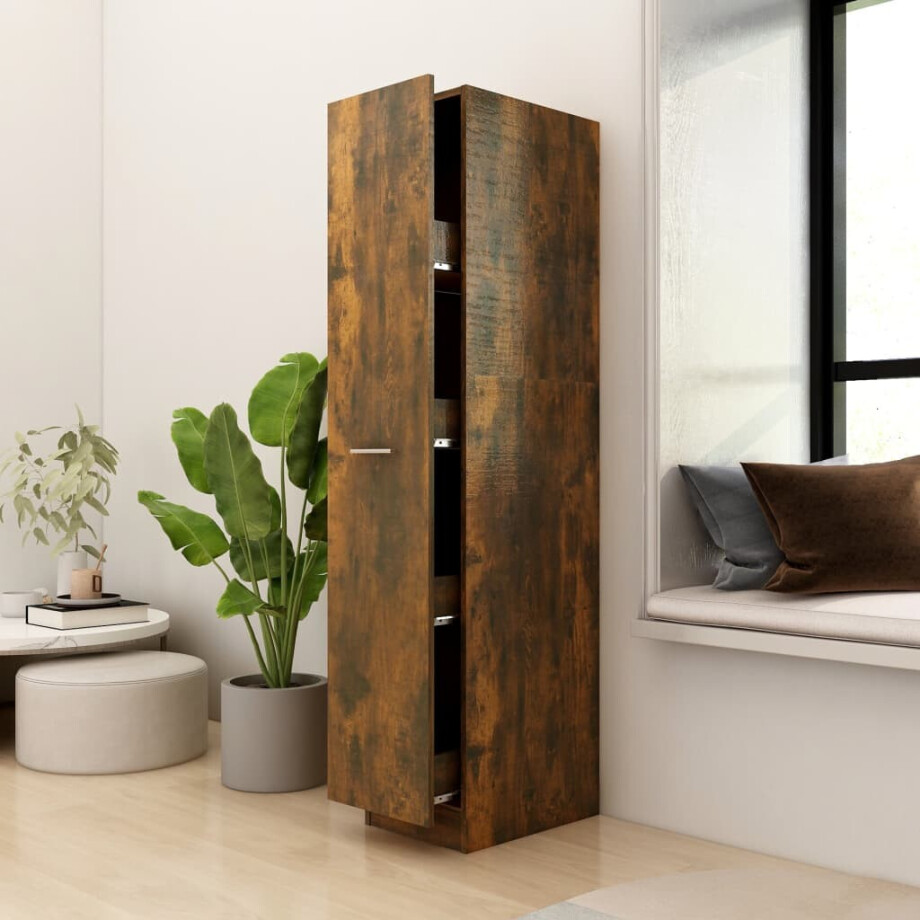 vidaXL Apothekerskast 30x42,5x150 cm bewerkt hout gerookt eikenkleurig vidaXL Apothekerskast 30x42,5x150 cm bewerkt hout gerookt eikenkleurig afbeelding 1