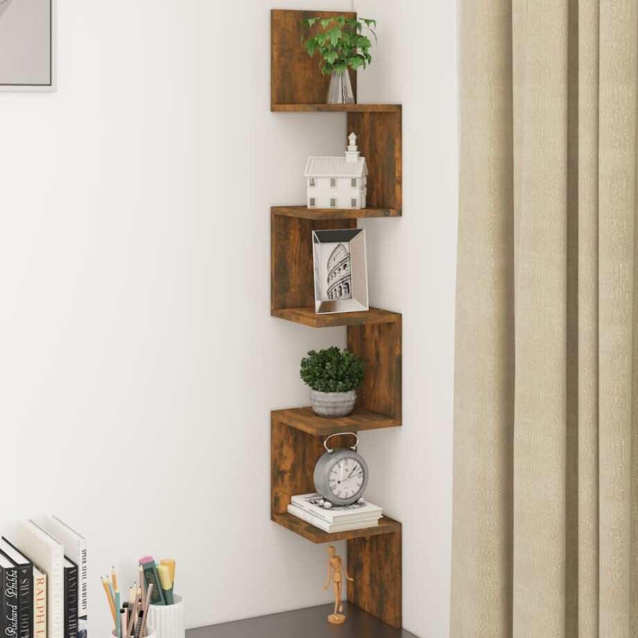 vidaXL Hoekwandschap 20x20x127,5 cm bewerkt hout gerookt eikenkleurig vidaXL Hoekwandschap 20x20x127,5 cm bewerkt hout gerookt eikenkleurig afbeelding 1