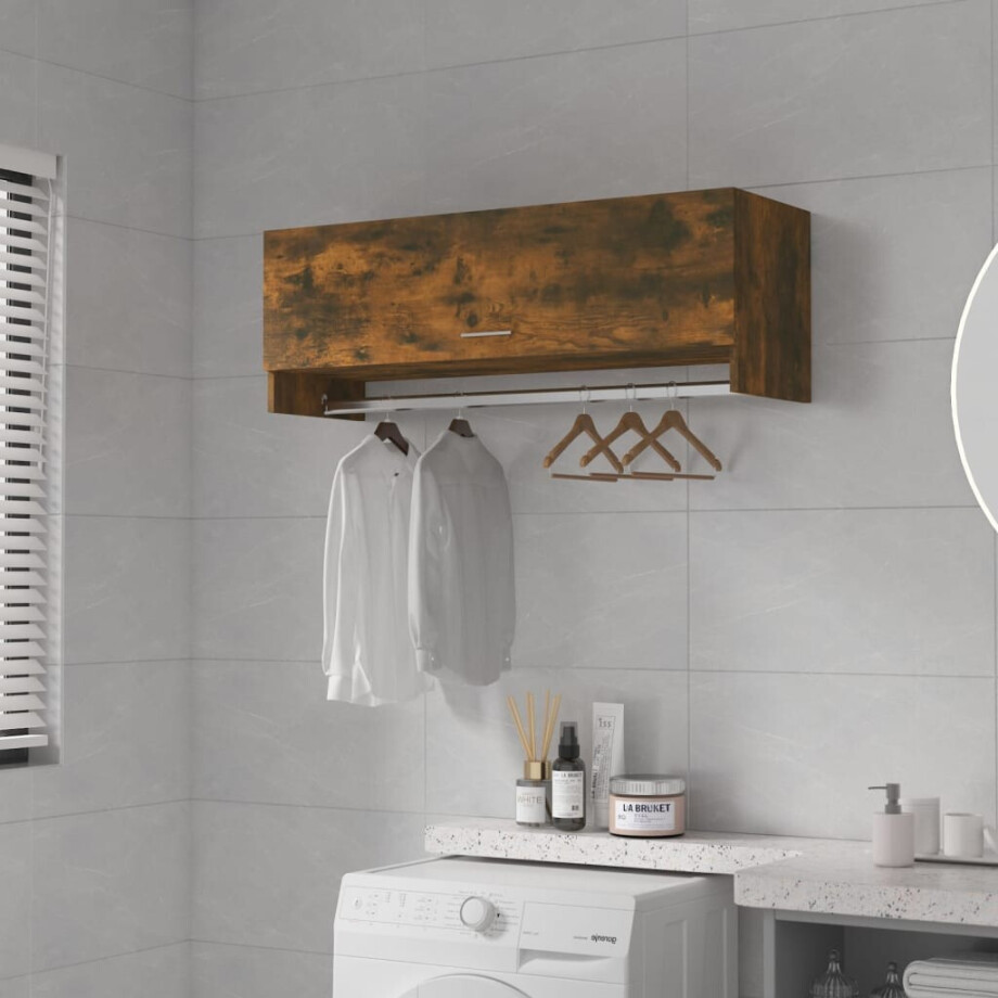 vidaXL Kledingkast 100x32,5x35 cm bewerkt hout gerookt eikenkleurig afbeelding 1