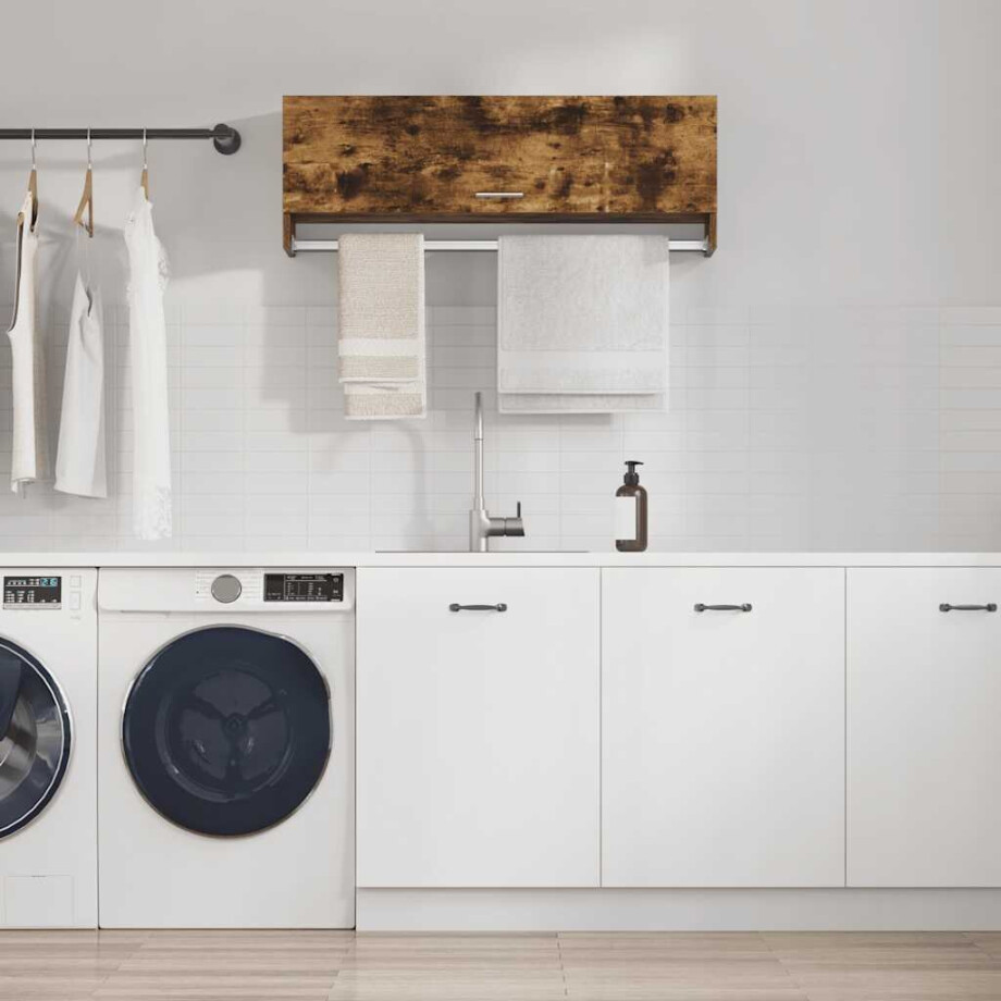 vidaXL Kledingkast 100x32,5x35 cm bewerkt hout gerookt eikenkleurig afbeelding 1