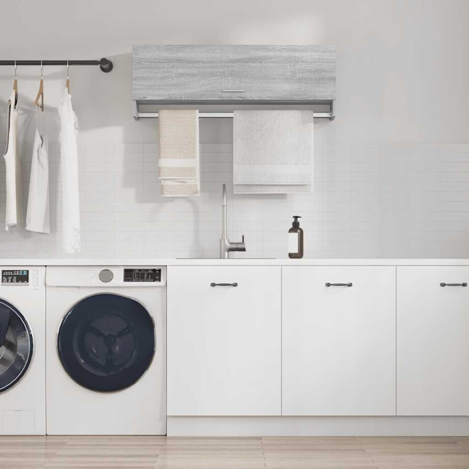 vidaXL Kledingkast 100x32,5x35 cm bewerkt hout grijs sonoma eikenkleur vidaXL Kledingkast 100x32,5x35 cm bewerkt hout grijs sonoma eikenkleur afbeelding 1