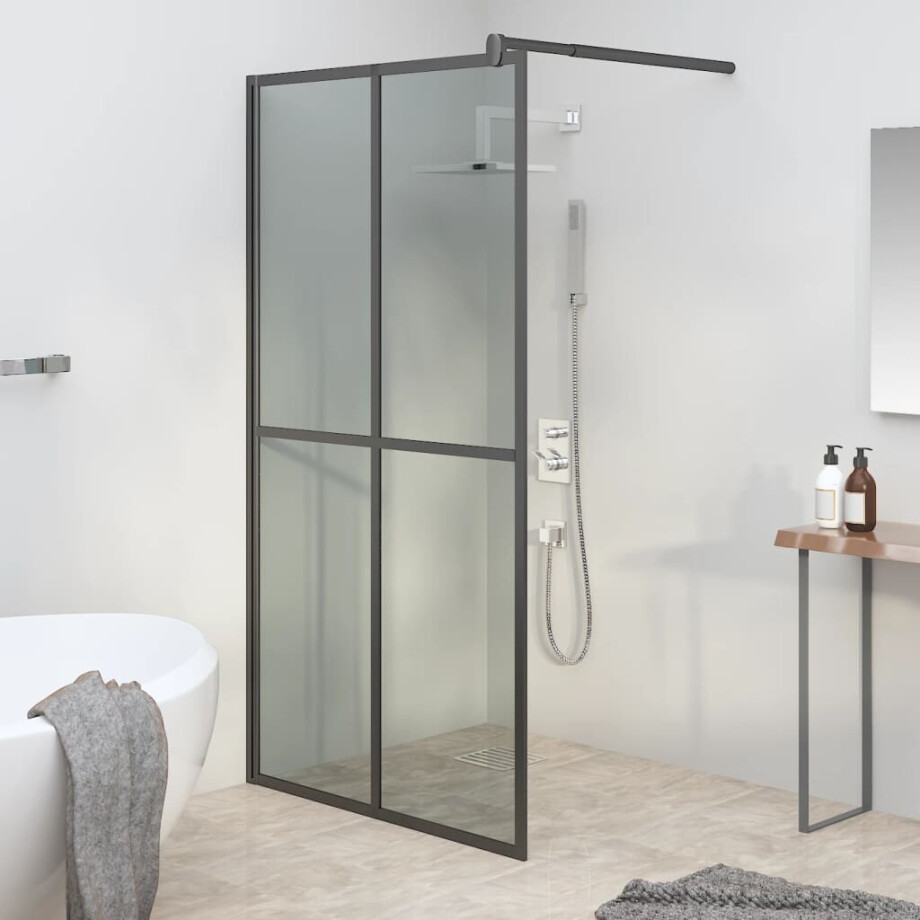 vidaXL Inloopdouchescherm 100x195 cm donker gehard glas afbeelding 1