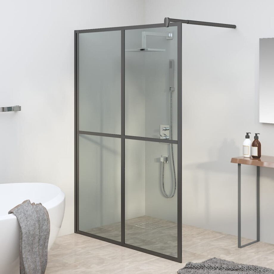 vidaXL Inloopdouchescherm 140x195 cm donker gehard glas vidaXL Inloopdouchescherm 140x195 cm donker gehard glas afbeelding 1