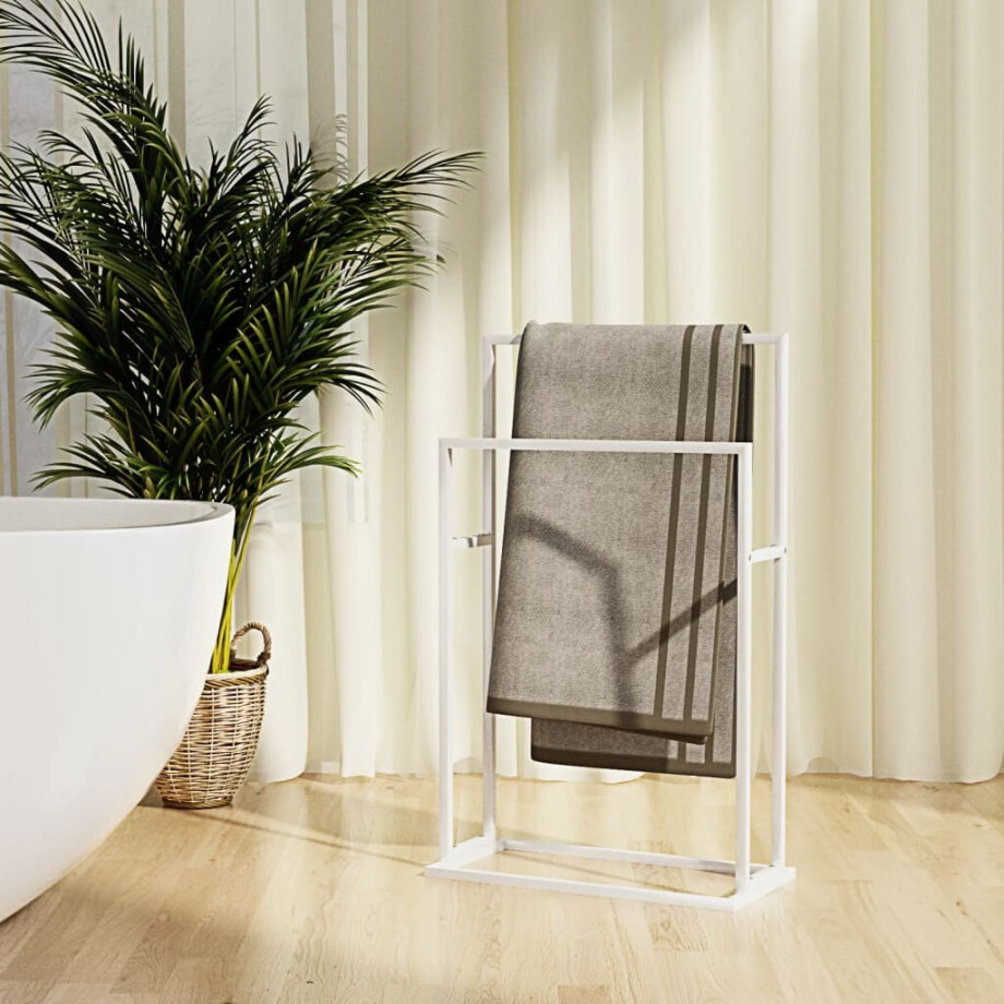 vidaXL Handdoekenrek vrijstaand 48x24x78,5 cm ijzer wit afbeelding 1