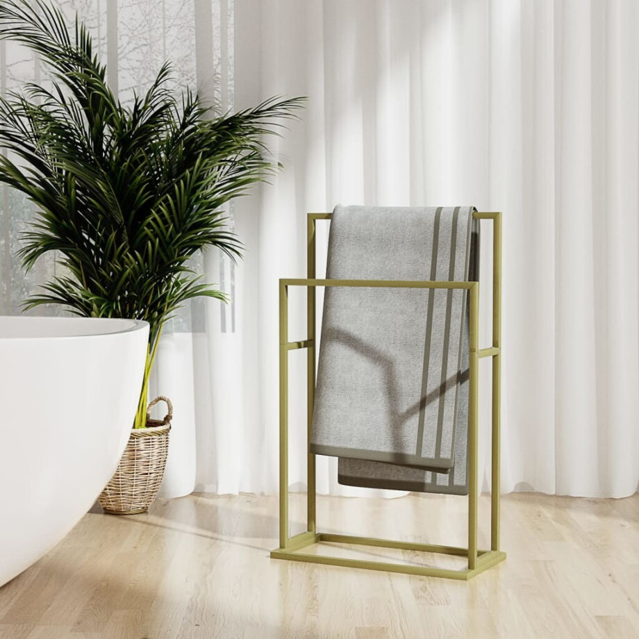 vidaXL Handdoekenrek vrijstaand 48x24x78,5 cm ijzer goudkleurig afbeelding 1