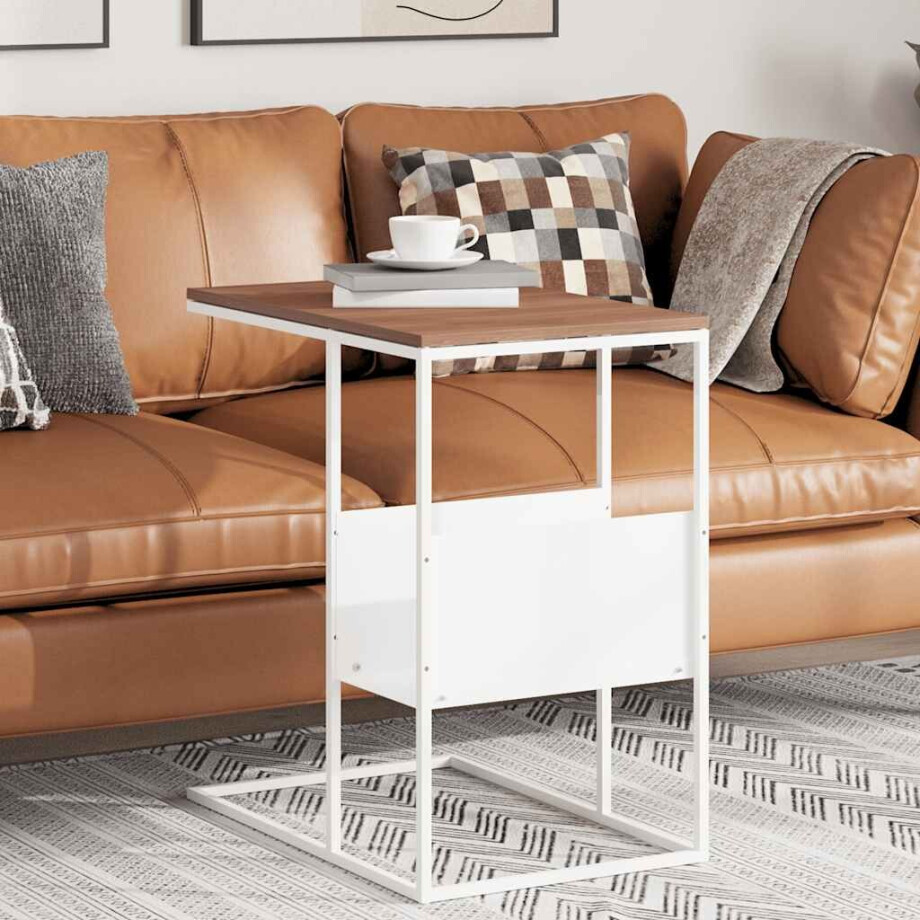 vidaXL Bijzettafel 55x36x59,5 cm bewerkt hout wit vidaXL Bijzettafel 55x36x59,5 cm bewerkt hout wit afbeelding 1