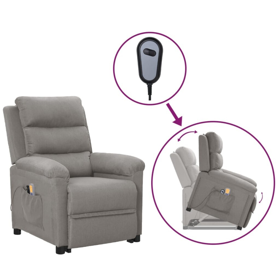 vidaXL Sta-op-massagestoel stof lichtgrijs afbeelding 1