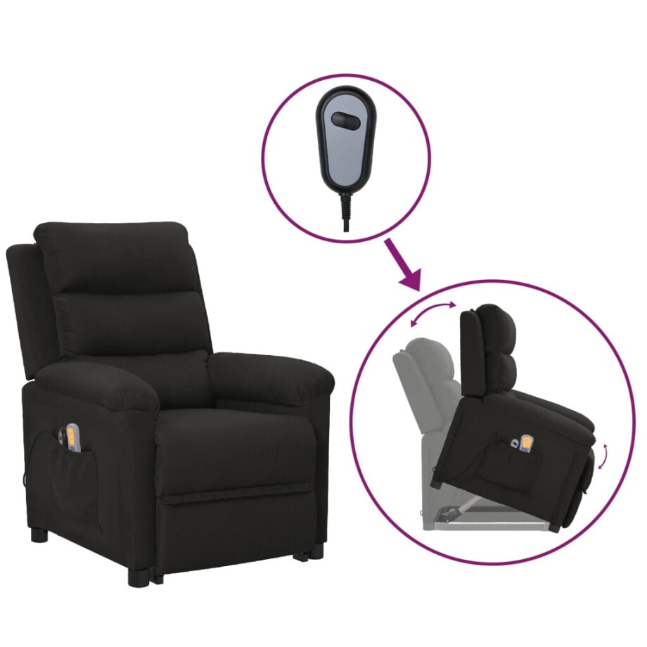 vidaXL Sta-op-massagestoel stof zwart afbeelding 1
