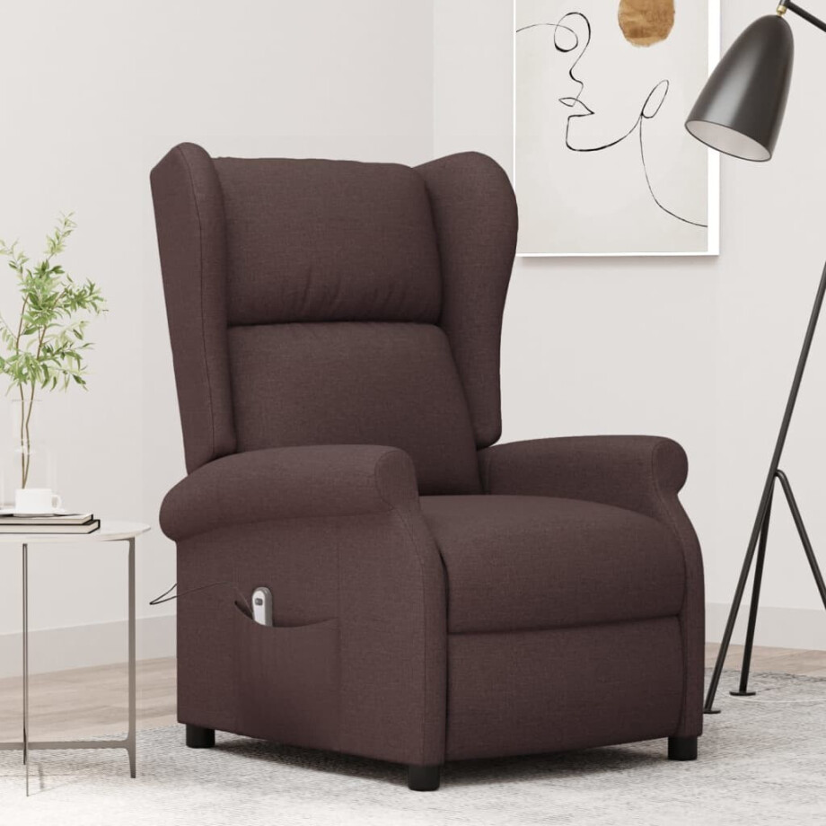 vidaXL Fauteuil verstelbaar elektrisch stof bruin vidaXL Fauteuil verstelbaar elektrisch stof bruin afbeelding 1