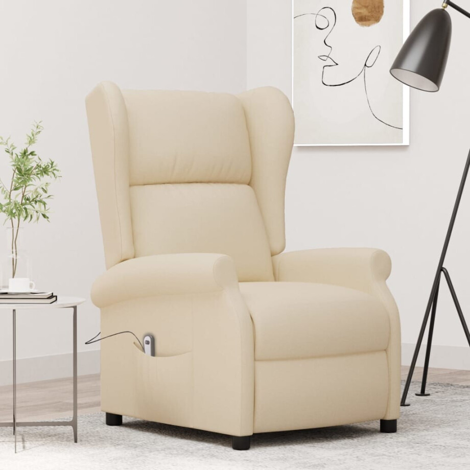 vidaXL Fauteuil verstelbaar elektrisch stof crème afbeelding 1