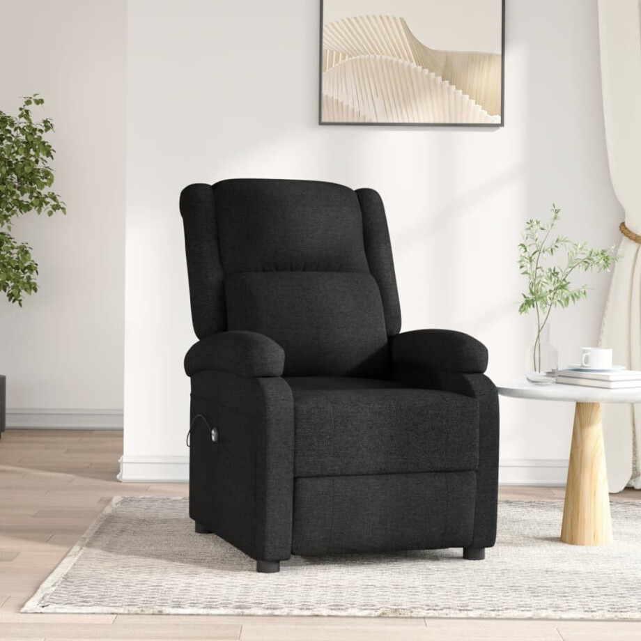 vidaXL Fauteuil verstelbaar elektrisch stof zwart afbeelding 1