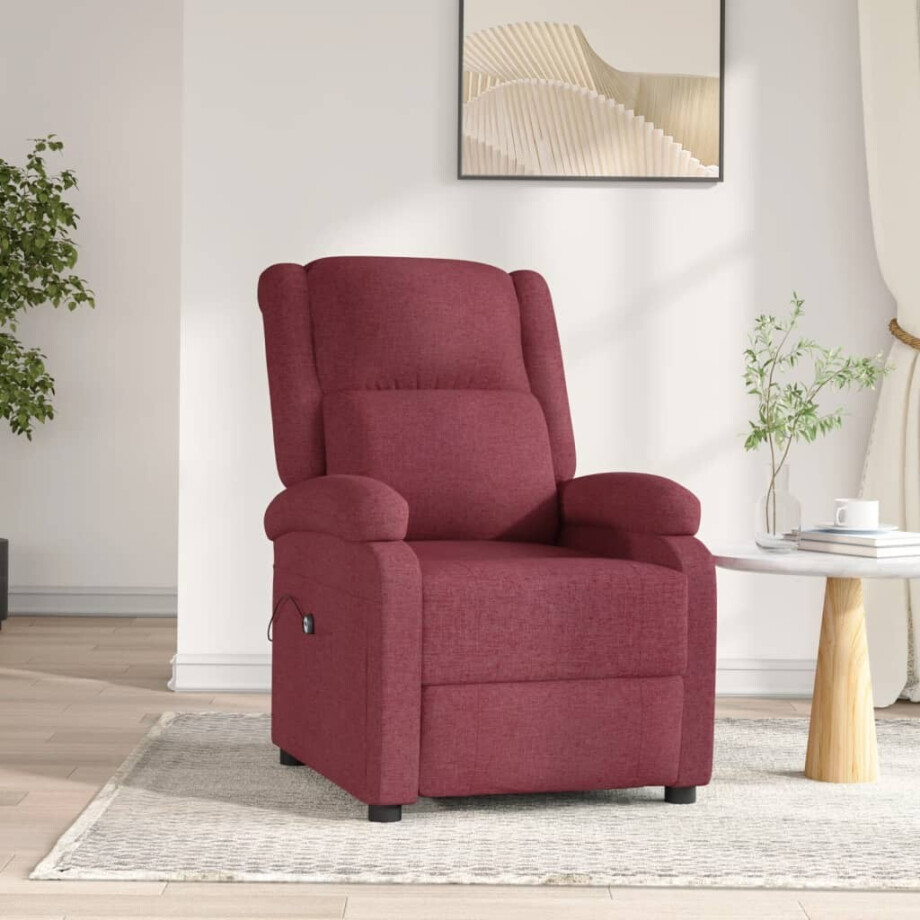 vidaXL Fauteuil verstelbaar elektrisch stof wijnrood afbeelding 1