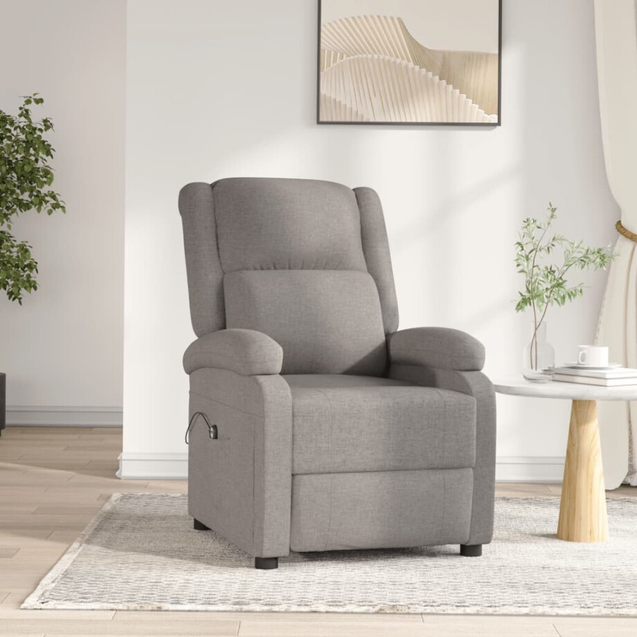 vidaXL Fauteuil verstelbaar elektrisch stof taupe afbeelding 1