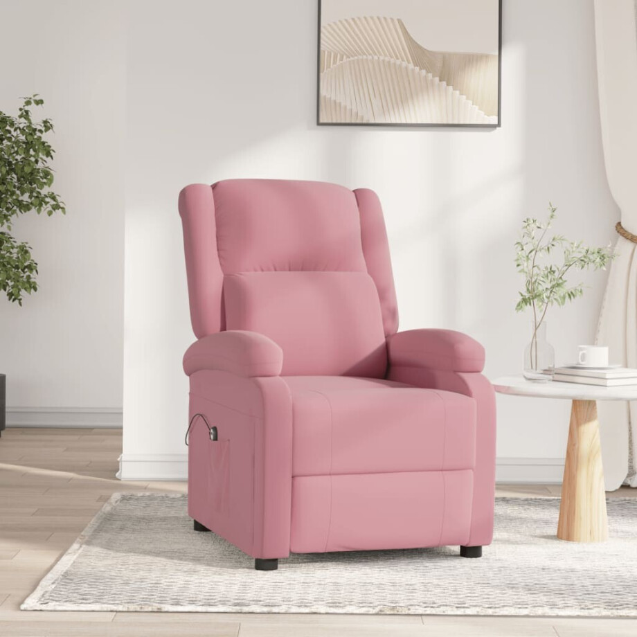 vidaXL Fauteuil elektrisch fluweel roze vidaXL Fauteuil elektrisch fluweel roze afbeelding 1