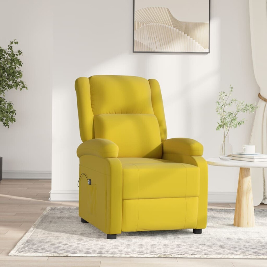 vidaXL Fauteuil verstelbaar elektrisch stof geel vidaXL Fauteuil verstelbaar elektrisch stof geel afbeelding 1