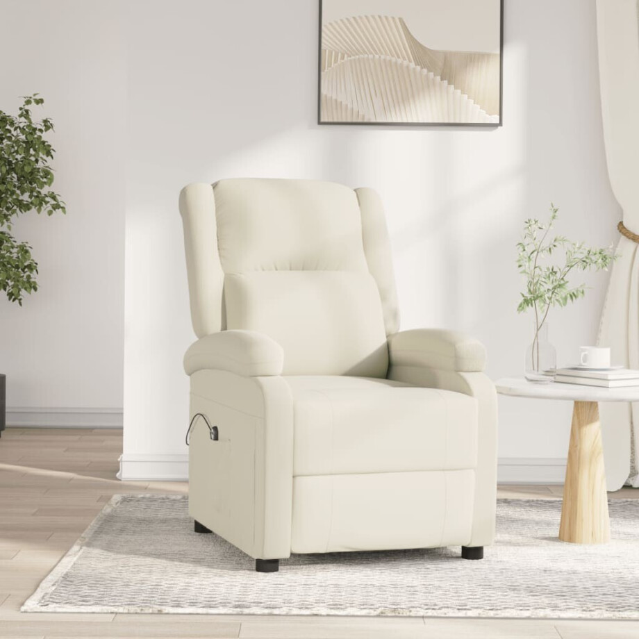 vidaXL Fauteuil verstelbaar elektrisch stof crèmekleurig vidaXL Fauteuil verstelbaar elektrisch stof crèmekleurig afbeelding 1