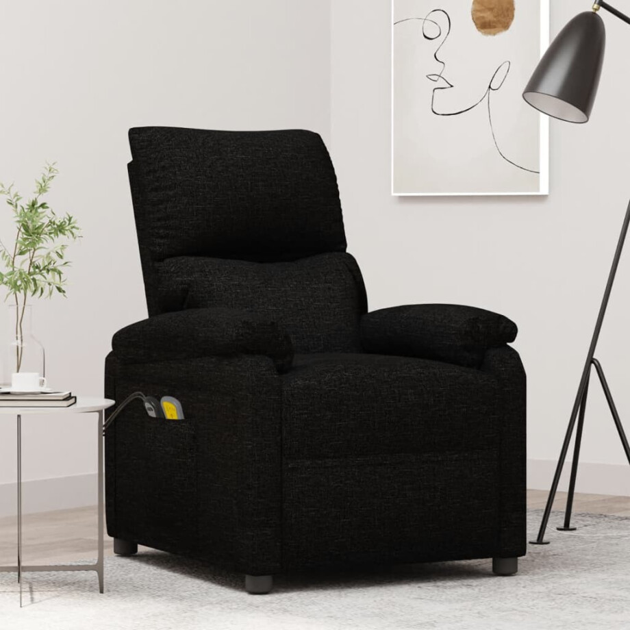 vidaXL Massagestoel elektrisch stof zwart afbeelding 1