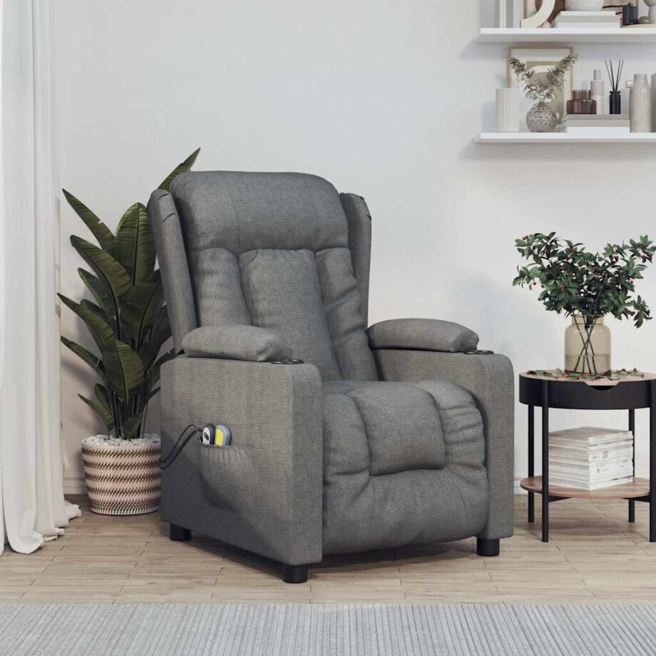 vidaXL Massagestoel elektrisch stof donkergrijs afbeelding 1